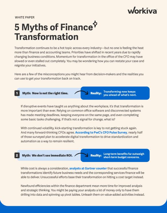 5 myths of finance transformation image