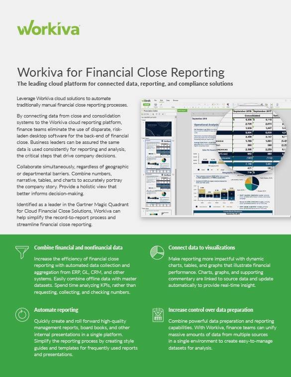 Financial Close Reporting Datasheet