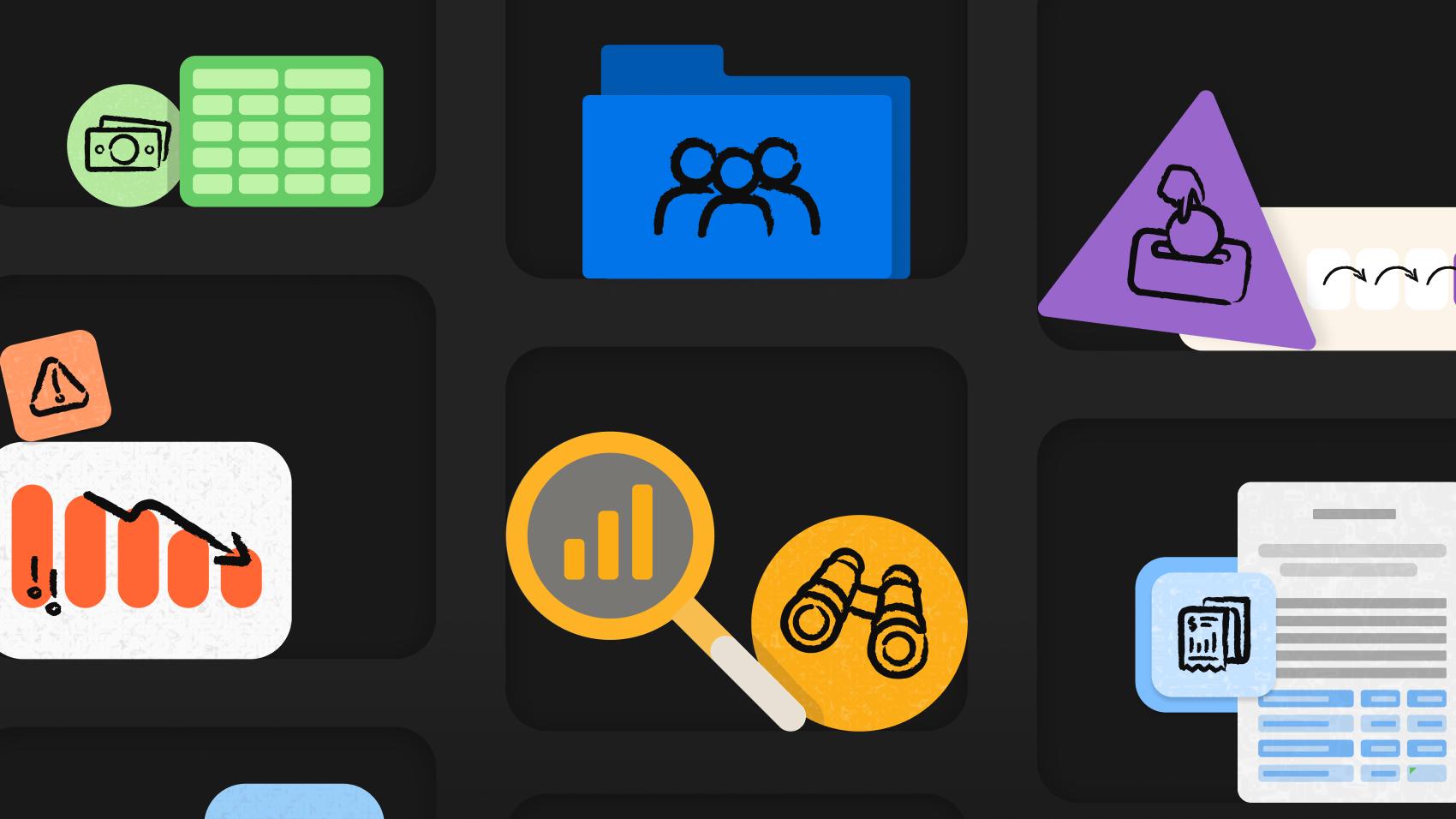 graphical icons representing 4 types of financial statements