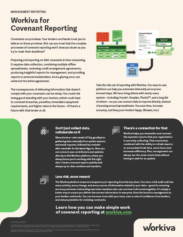 Covenant Reporting Datasheet