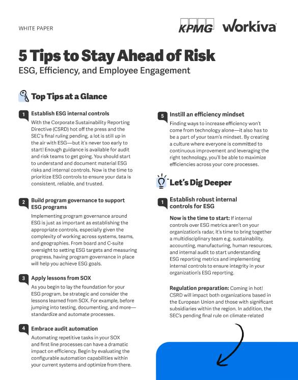 5 Tips to Stay Ahead of Risk: ESG, Efficiency, and Employee Engagement with KPMG