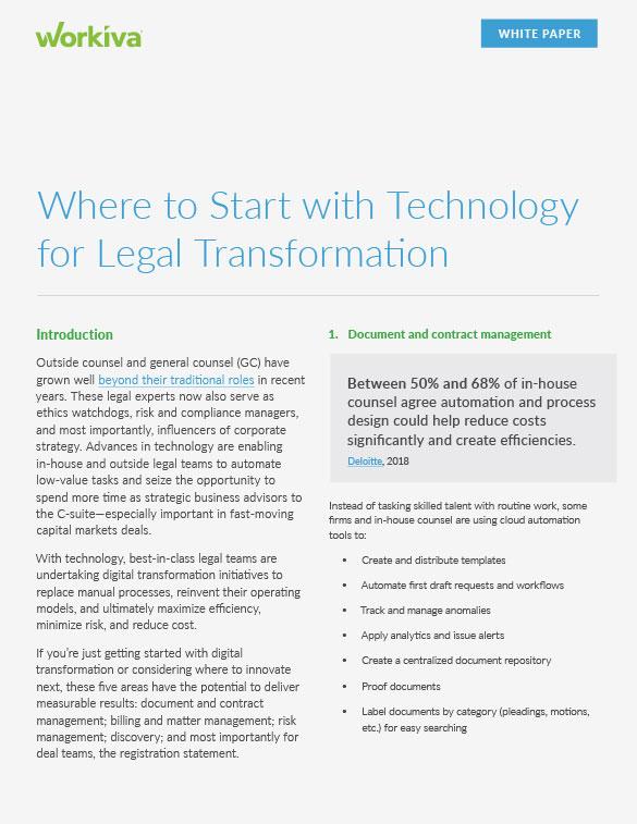 Opportunities for legal teams to use technology to transform how they work